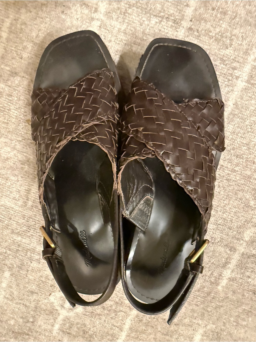 Madewell Brown Woven Leather Slingback Sandals